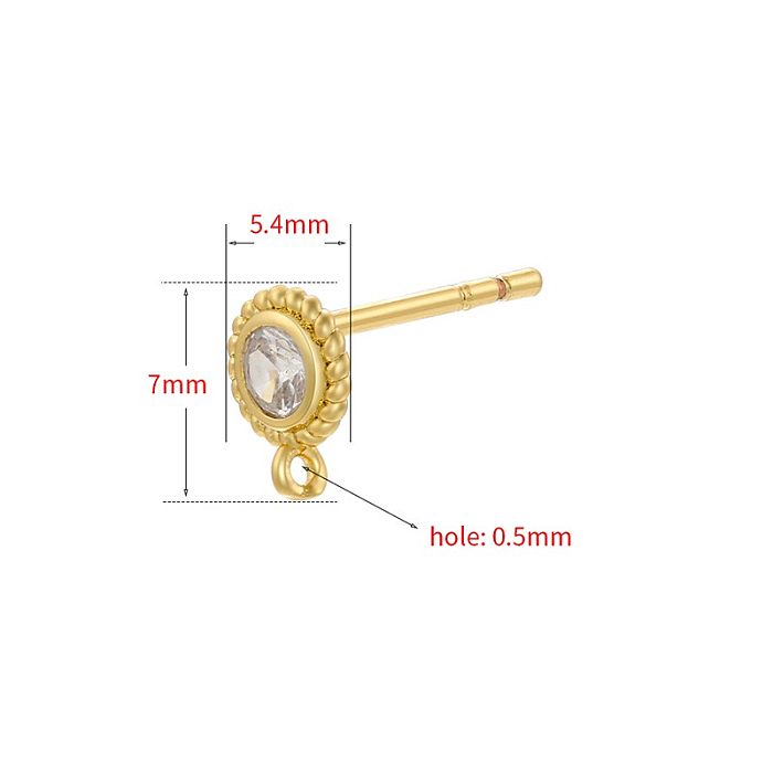 1 Pair Elegant Simple Style Round Brass Plating Inlay Zircon 18K Gold Plated Ear Studs