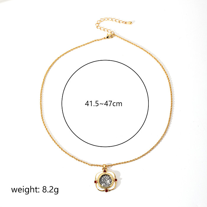 Simple Style Classic Style Square Copper Plating Inlay Fritillary 18K Gold Plated Pendant Necklace