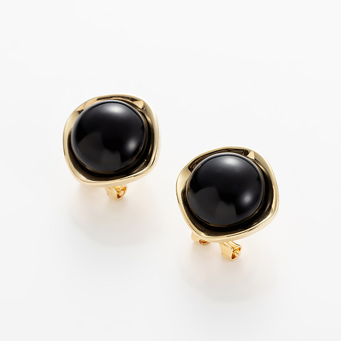 1 Pair Simple Style Round Inlay Copper Opal Zircon Ear Studs