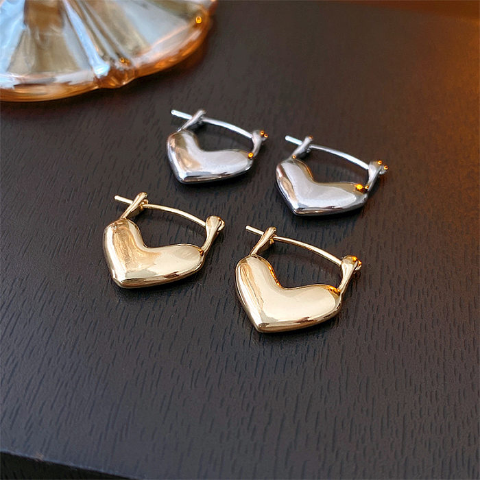 1 Pair Casual Simple Style Heart Shape Plating Copper Earrings