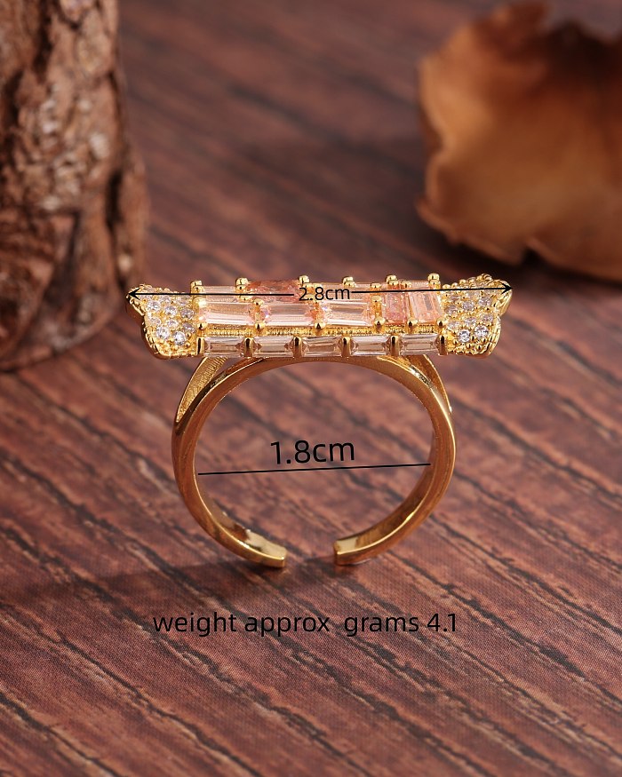 Glam Sweet Candy Offener Ring mit 18-karätigem vergoldetem Zirkon-Inlay und Kupferbeschichtung