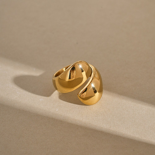 Anéis banhados a ouro com revestimento de aço inoxidável de cor sólida casual estilo moderno