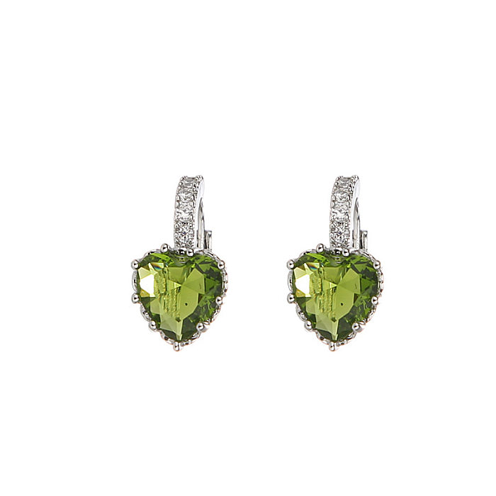 1 Piece 1 Pair Fashion Heart Shape Snake Copper Plating Inlay Zircon Earrings