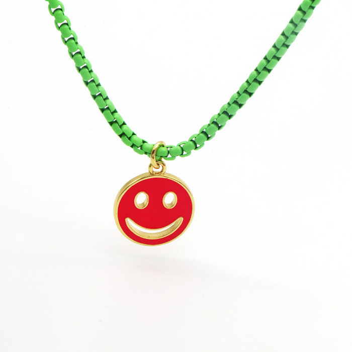 Casual Streetwear Smiley Face Copper Enamel Pendant Necklace