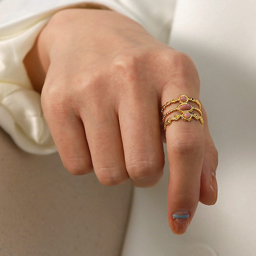 Glamouröser offener Ring mit geometrischer Edelstahlbeschichtung