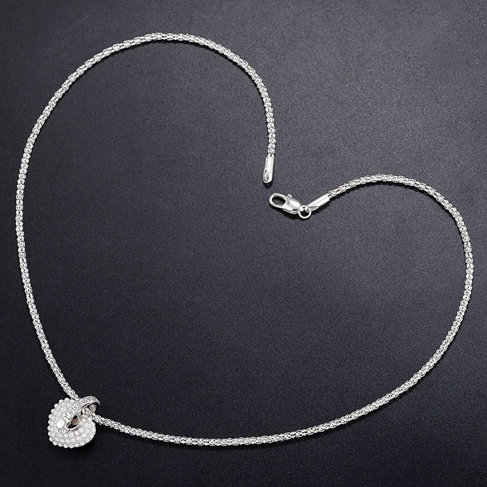Fashion Heart Shape Brass Inlay Zircon Pendant Necklace 1 Piece