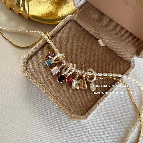 Fashion Water Droplets Copper Pearl Plating Pendant Necklace 1 Piece