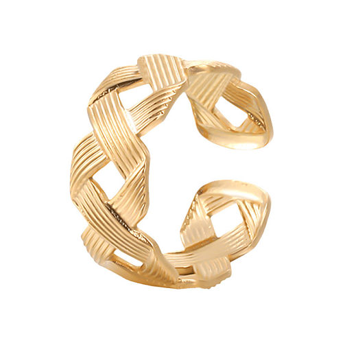 Retro Solid Color Twist Stainless Steel Stripe Open Ring