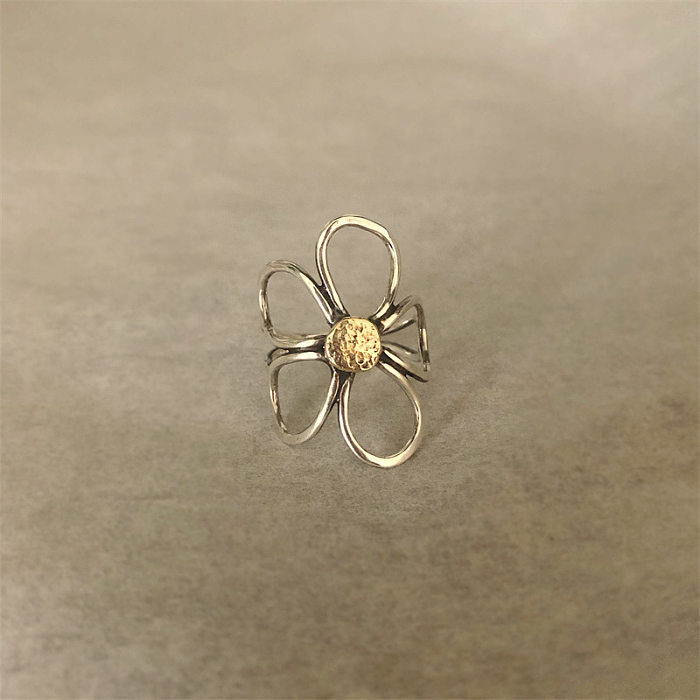 Anel aberto com revestimento de cobre de flor de estilo simples de 1 peça