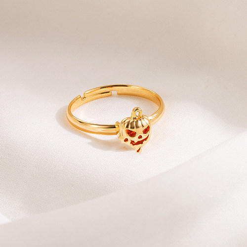 Gothic Cool Style Skull Copper Plating Inlay Zircon 14K Gold Plated Rings