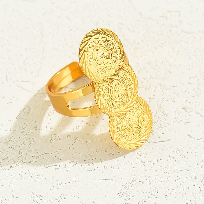 Anillos abiertos chapados en oro simple punky básico del chapado en cobre de la moneda del estilo 18K