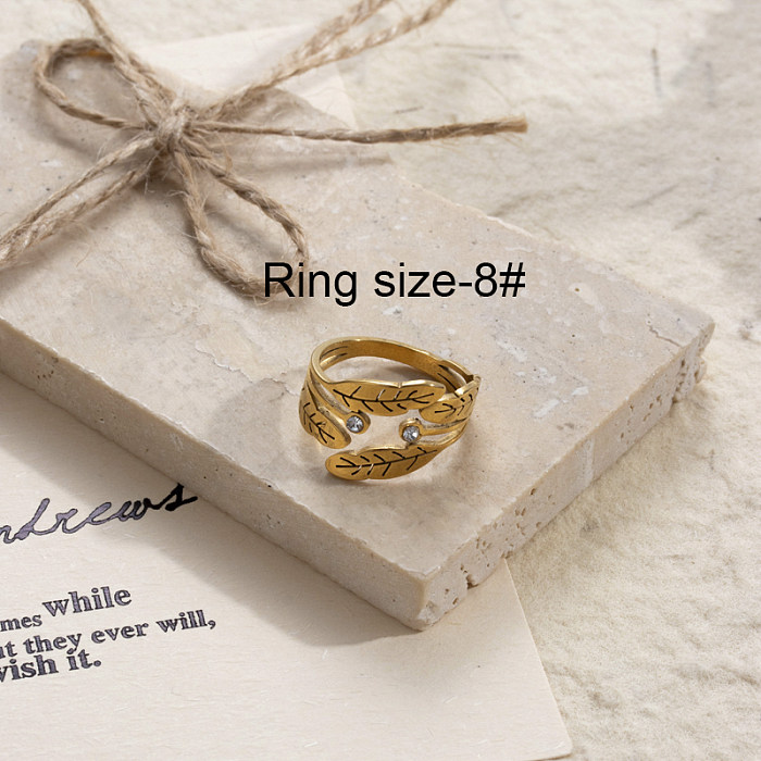 IG Style Flower Butterfly Stainless Steel 18K Gold Plated Rhinestones Rings In Bulk