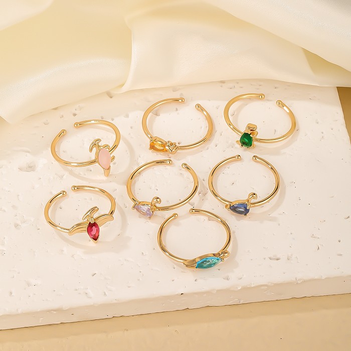 Cute Modern Style Animal Copper Plating Inlay Zircon Open Rings