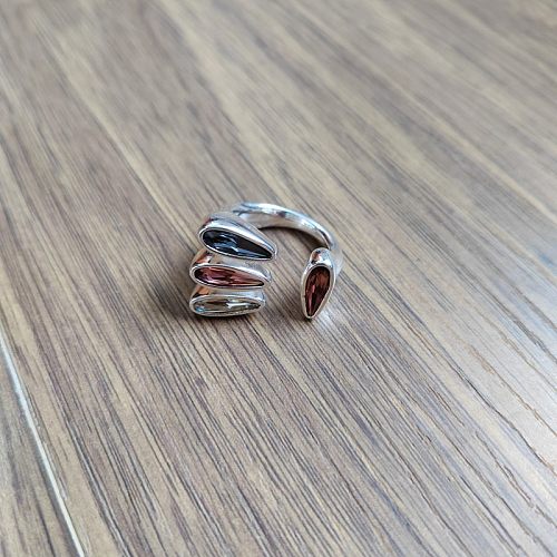 Anéis banhados a prata de cristal com revestimento de cobre geométrico de estilo simples novidade