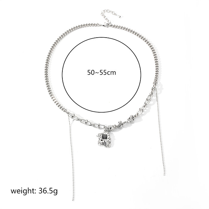 IG Style Letter Copper Plating Inlay Freshwater Pearl Zircon Silver Plated Pendant Necklace