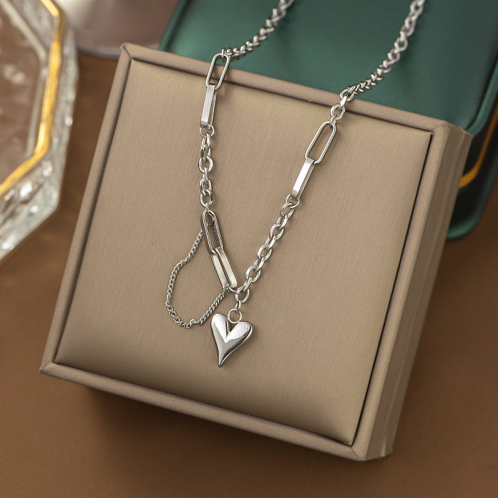 Casual Simple Style Heart Shape Titanium Steel Plating Inlay Pearl Shell Bracelets Earrings Necklace