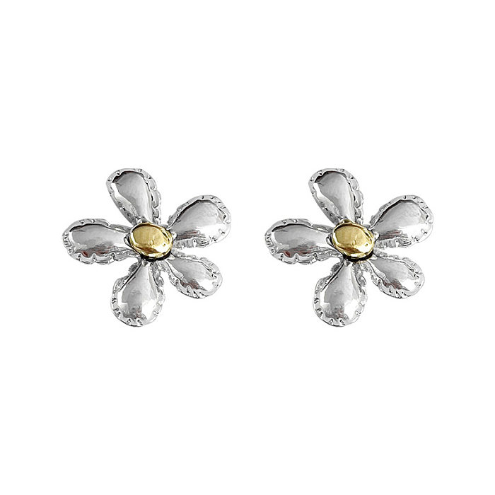 1 Pair Classic Style Flower Copper Plating Silver Plated Ear Studs