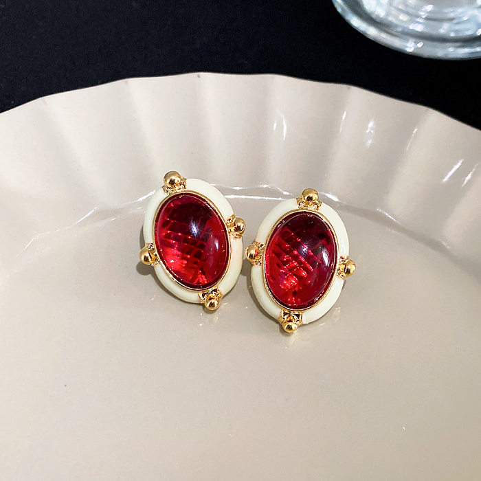 1 Pair Sweet Heart Shape Enamel Copper Drop Earrings