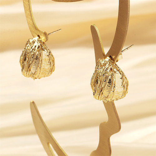 1 paire de clous d'oreilles ronds en cuivre plaqué or 18 carats, Style coréen IG