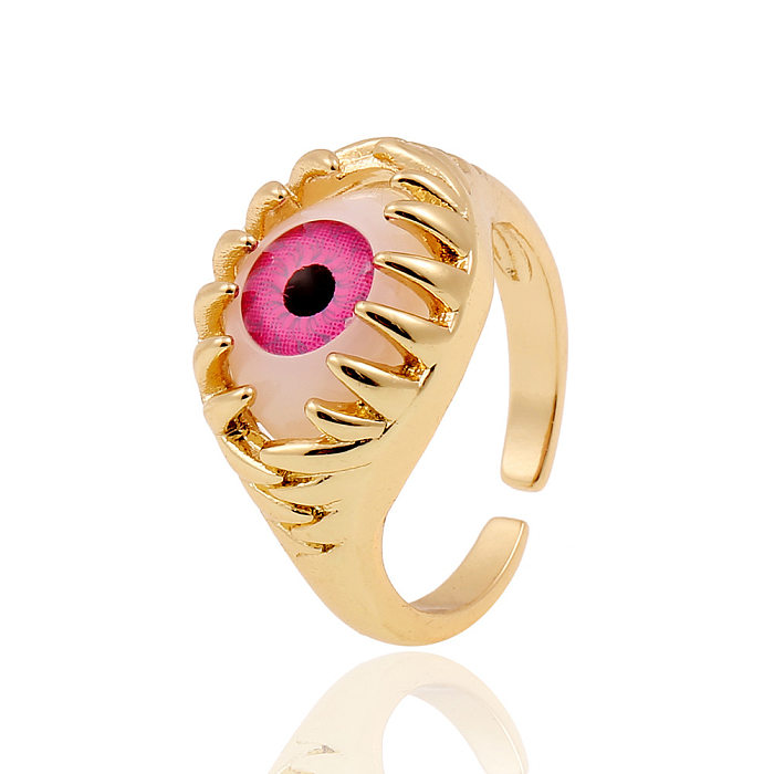 Anillo de cola simple para mujer, chapado en cobre, oro real, mal de ojo, moda