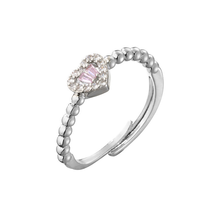 Fashion Micro Inlaid Heart-Shaped Zircon Opening Adjustable Ring