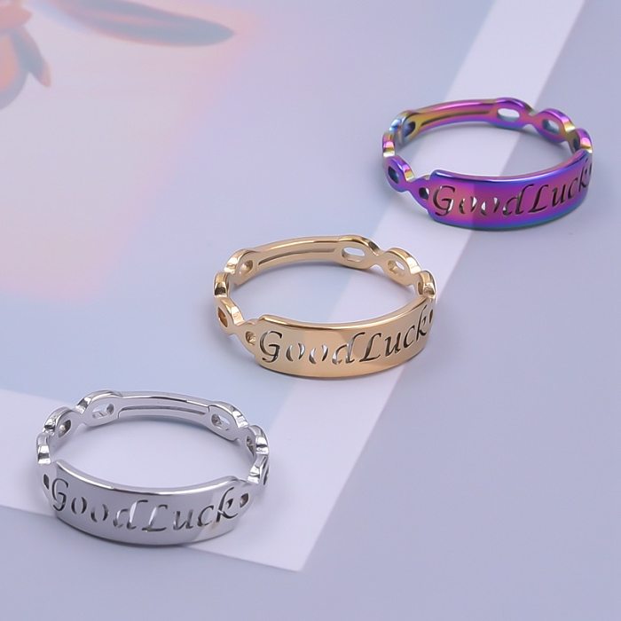 Commute Letter Stainless Steel Plating Gold Plated Rings