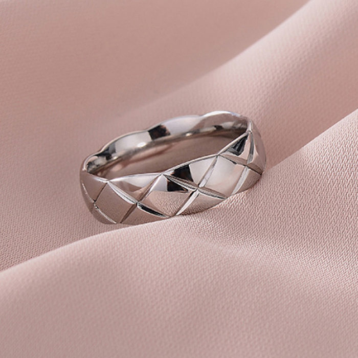 Anéis de aço de titânio losango estilo simples 1 peça