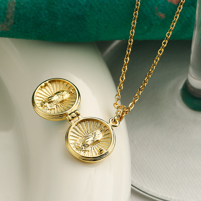 Simple Style Commute Round Copper Plating 18K Gold Plated Pendant Necklace