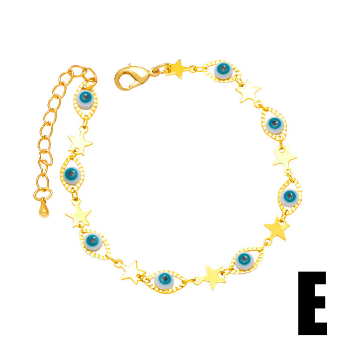 Bohemian Devil'S Eye Copper Enamel Plating Inlay Beads Bracelets 1 Piece