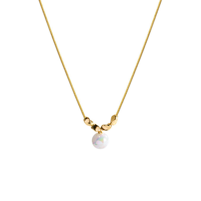 Simple Style Geometric Copper Plating Inlay Artificial Pearls Gold Plated Necklace