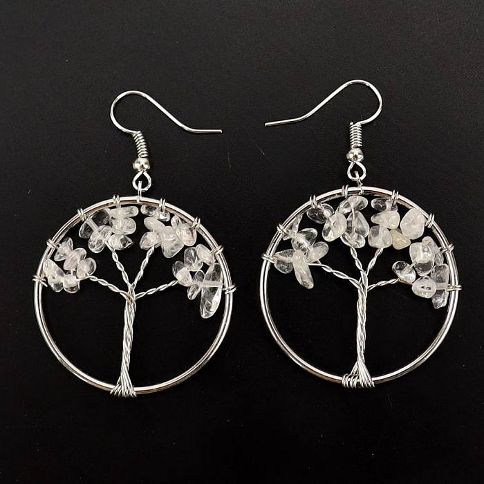 Fashion Tree Natural Stone Copper Beaded Plating Drop Earrings 1 Pair