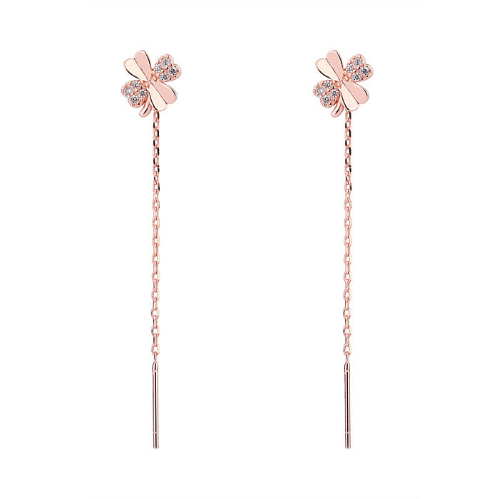Fashion Flower Copper Inlay Zircon Ear Studs 1 Pair