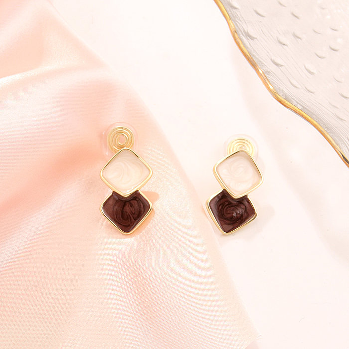 1 Pair INS Style Elegant Geometric Copper Enamel Plating Gold Plated Ear Clips
