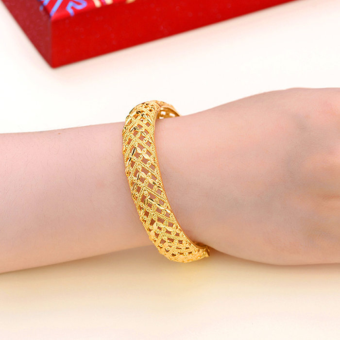 Ethnic Style Solid Color Copper Plating Gold Plated Bangle