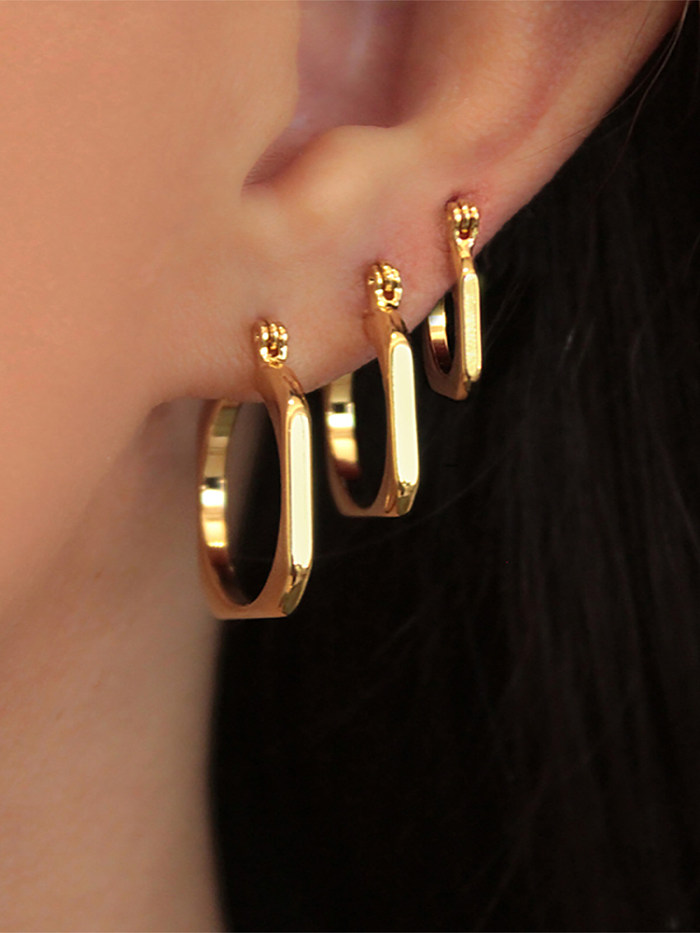INS-Stil, schlichter Stil, cooler Stil, geometrische Ohrringe mit Kupferbeschichtung, 1 Paar