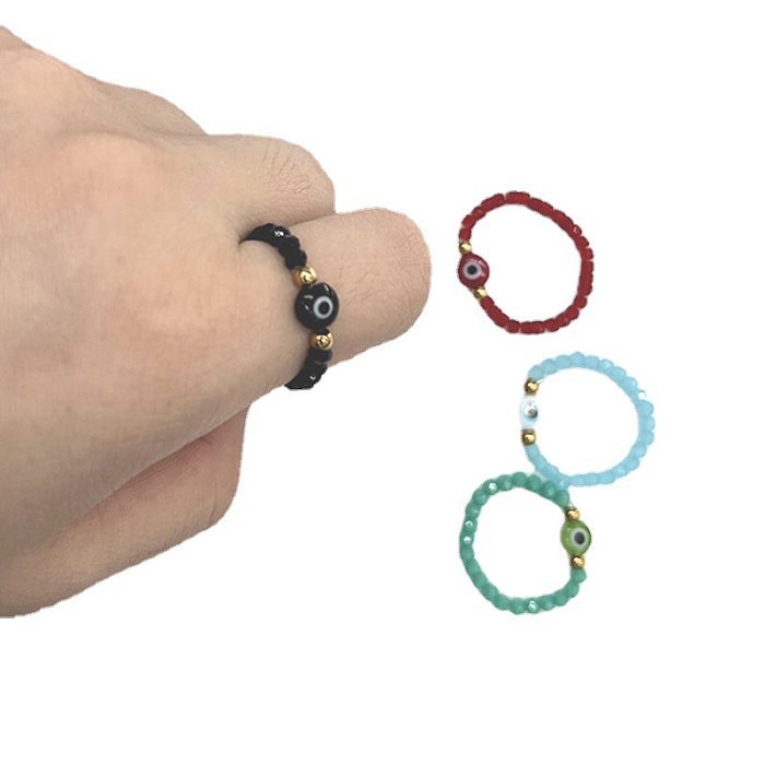 Fashion Eye Stainless Steel Beaded Rings 1 Piece