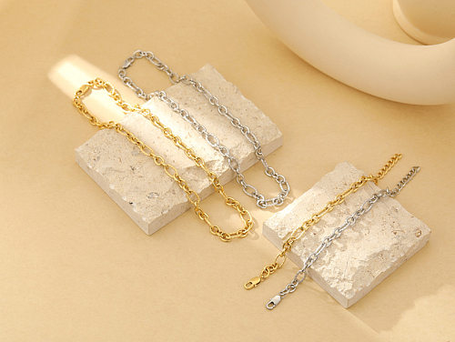 Collier de bracelets de placage en acier inoxydable géométrique de style romain rétro