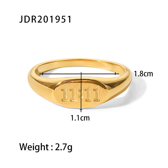 Fashion Number Stainless Steel Gold Plated Rings Necklace