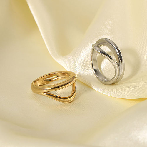 Basic Solid Color Stainless Steel Plating 18K Gold Plated Rings