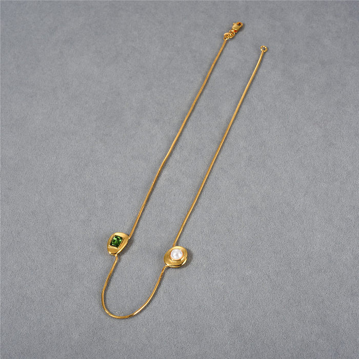 Bijoux rétro, placage de cuivre, incrustation de pierres précieuses artificielles, collier de perles artificielles