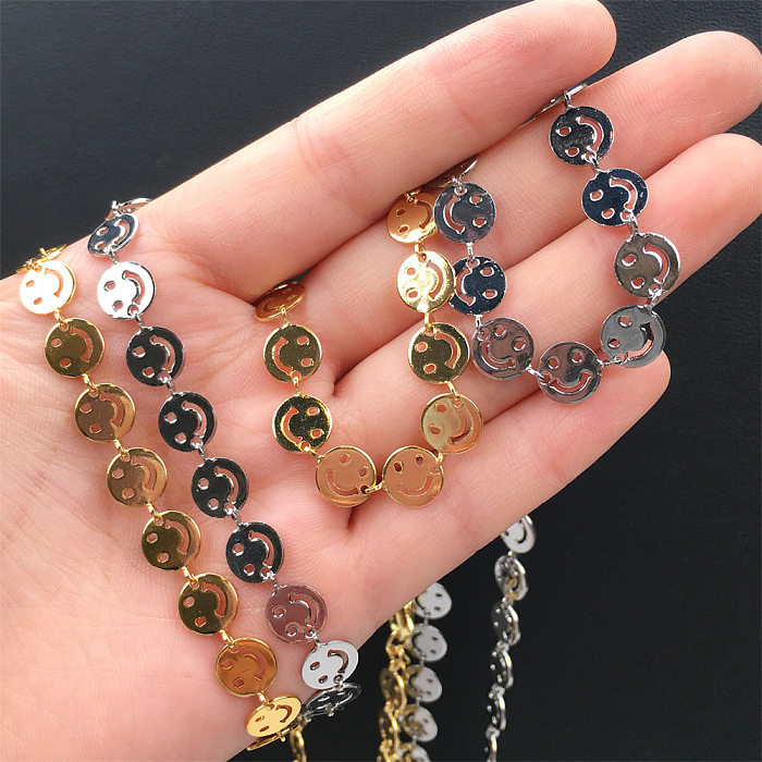 Simple Fashion Copper Smiley Face Chain Bracelet Necklace Wholesale jewelry