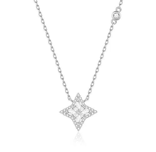 Sweet Rhombus Copper Zircon Pendant Necklace In Bulk