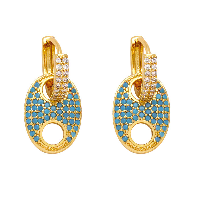 1 Pair Hip-Hop Fashion Solid Color Plating Inlay Copper Zircon 18K Gold Plated Drop Earrings
