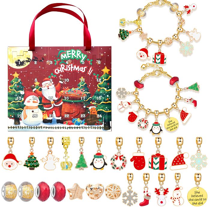 Modische Weihnachtsmann-Armbänder mit Kupferbeschichtung, 1 Set