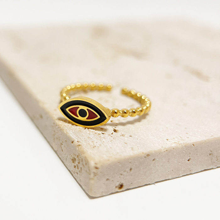 Fashion Devil's Eye Offener Ring aus Titanstahl mit Einbrennlackierung