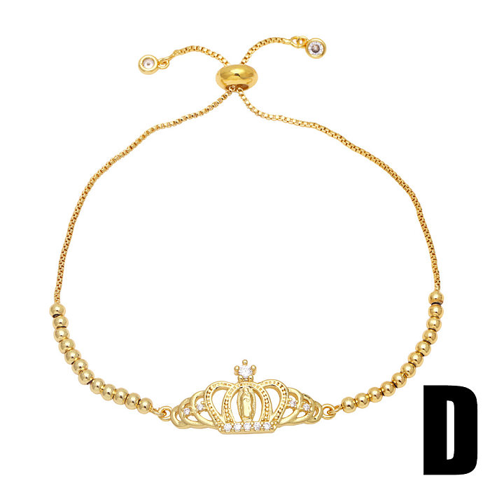 Bracelet tête de léopard rétro Hip-hop, couronne Simple, en cuivre, vente en gros