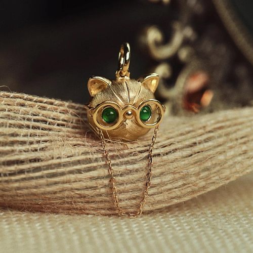 Collar chapado en cobre con diseño de gato a la moda, 1 pieza