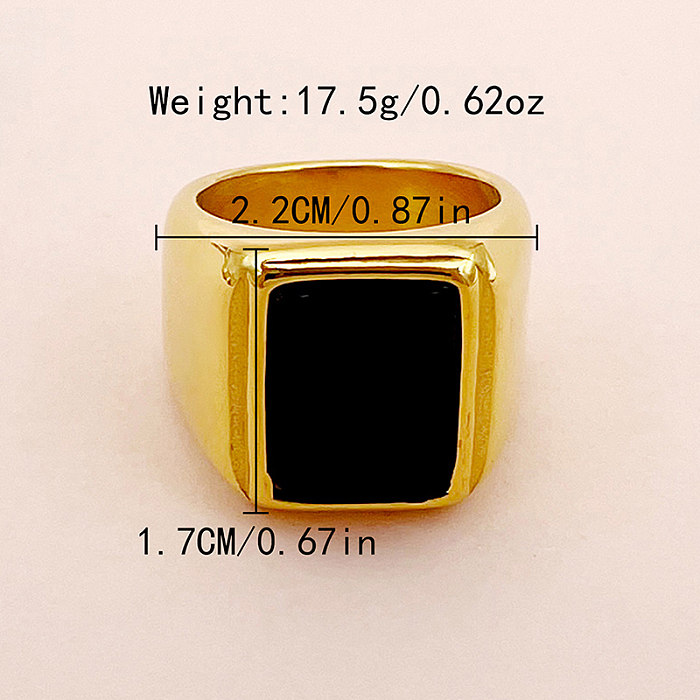 Simple Style Roman Style Square Stainless Steel Plating Inlay Zircon Gold Plated Rings