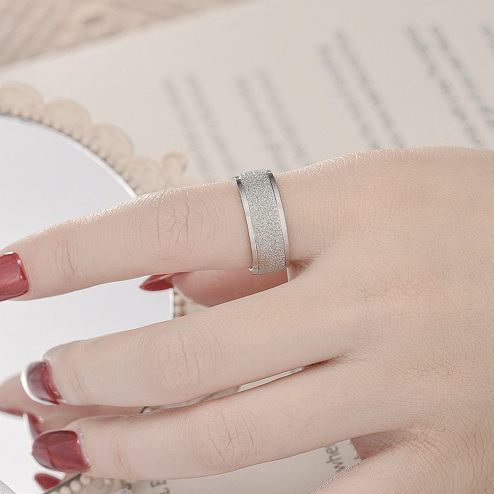 Simple Fashion Frosted Titanium Steel Geometric Couple Ring
