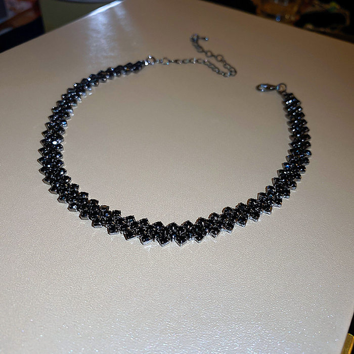 Glam Geometrisch Kupfer Choker Perlen Strass Kupfer Halsketten 1 Stück